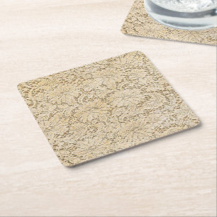 Alte Häkelarbeit-Spitze-Blumenmuster + Ihre Ideen Rechteckiger Pappuntersetzer