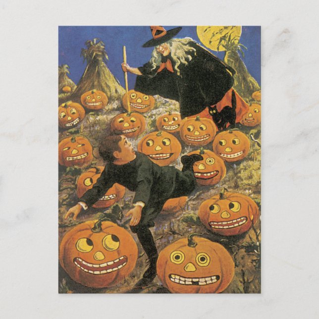 ALTE Halloween Postkarte, Retro-Hexerei Postkarte (Vorderseite)