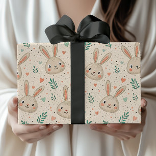 Alte Hasengesichter mit Rosen Muster Geschenkpapier