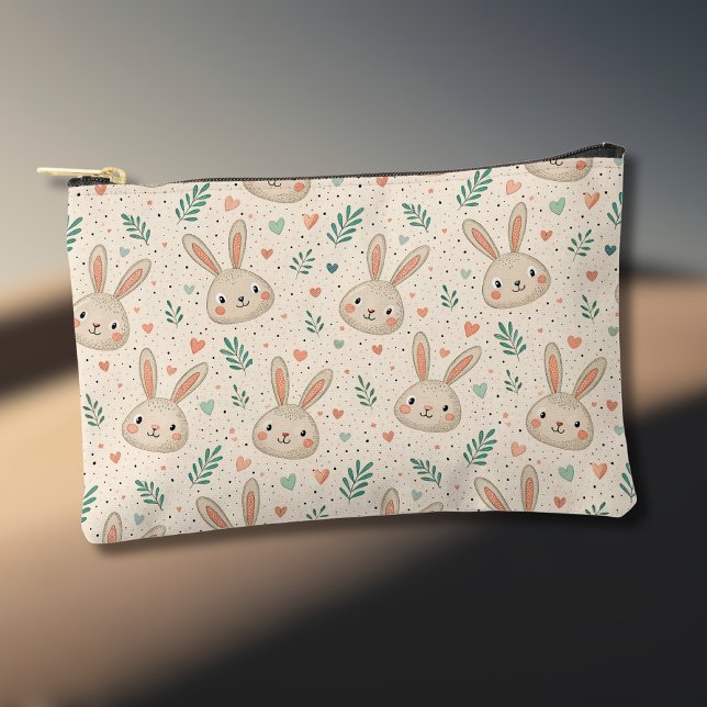 Alte Hasengesichter mit Rosen Muster Zubehörtasche (Von Creator hochgeladen)