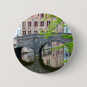 Alte Häuser in Brügge, Belgien Button