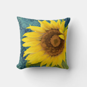 Alte Havana-Sonnenblume-blaue Fliesen-Muster-mit Kissen