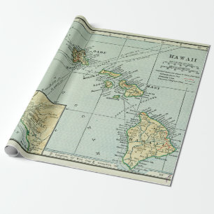 Alte Hawaii-Inseln Karte (1921) Vintage Hawaiian Geschenkpapier