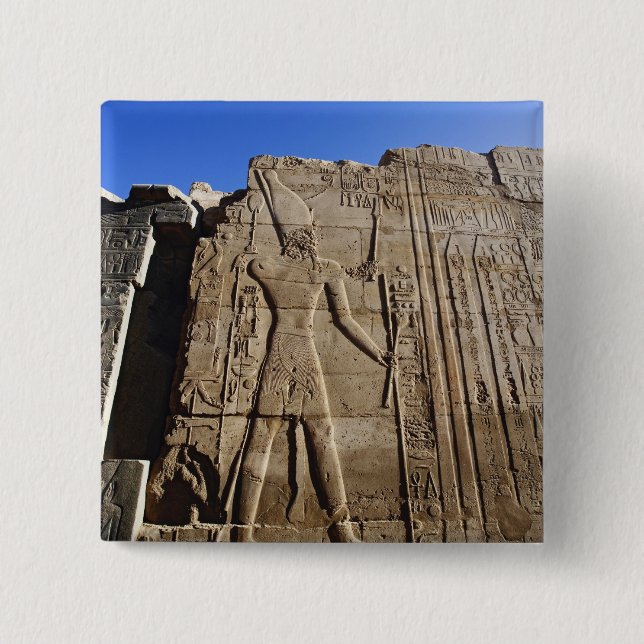 Alte Hieroglyphen an der Wand, Tempel von Karnak, Button (Vorderseite)