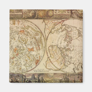 Alte Himmelspolarkarte von Joseph Moxon Magnet