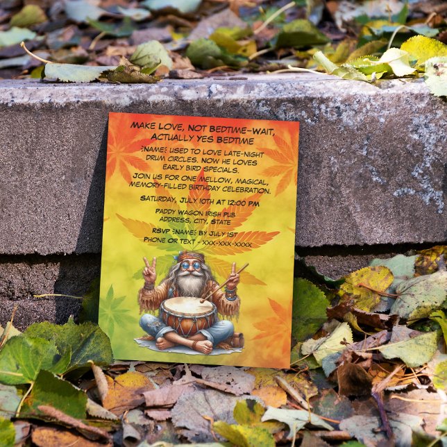 Alte Hippie Man Birthday Party Einladung (Von Creator hochgeladen)