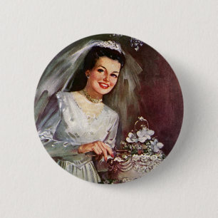 Alte Hochzeit, Braut schneidet die Hochzeitstorte Button