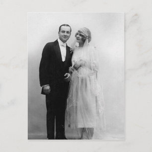 Alte Hochzeit Braut und Bräutigam Postkarte