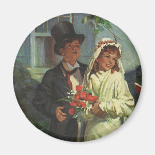 Alte Hochzeit, Kinder spielen Braut und Bräutigam Magnet