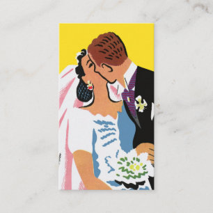 Alte Hochzeit, Retro-Braut und Bräutigam beim Küss Begleitkarte