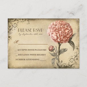 alte Hochzeit UAWG-Karte mit rosa RSVP Karte