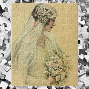 Alte Hochzeit, viktorianische Braut Brautbild Puzzle