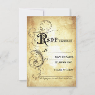 Alte Hochzeits-RSVP-Karten im Vintage-Stil RSVP Karte