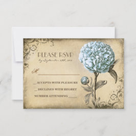 alte Hochzeitskarte RSVP mit Blütenblüte Karte