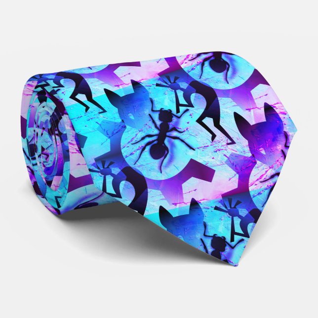 Alte Höhlensymbole im Pop Surrealismus Kunst Krawatte (Gerollt)