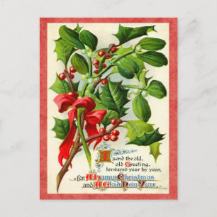 Alte Holly-Weihnachtspostkarte Feiertagspostkarte