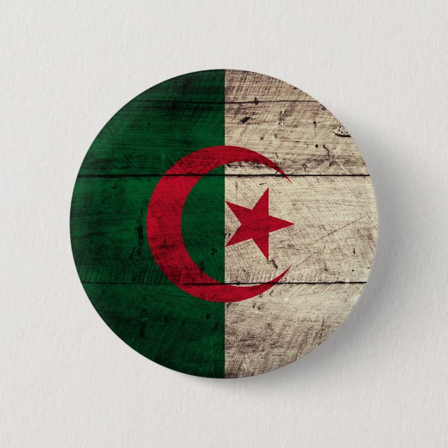 Alte hölzerne Algerien-Flagge Button (Vorderseite)