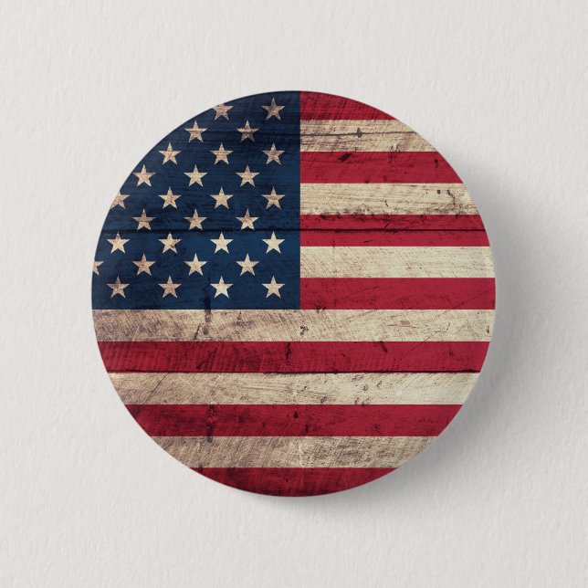Alte hölzerne amerikanische Flagge Button (Vorderseite)