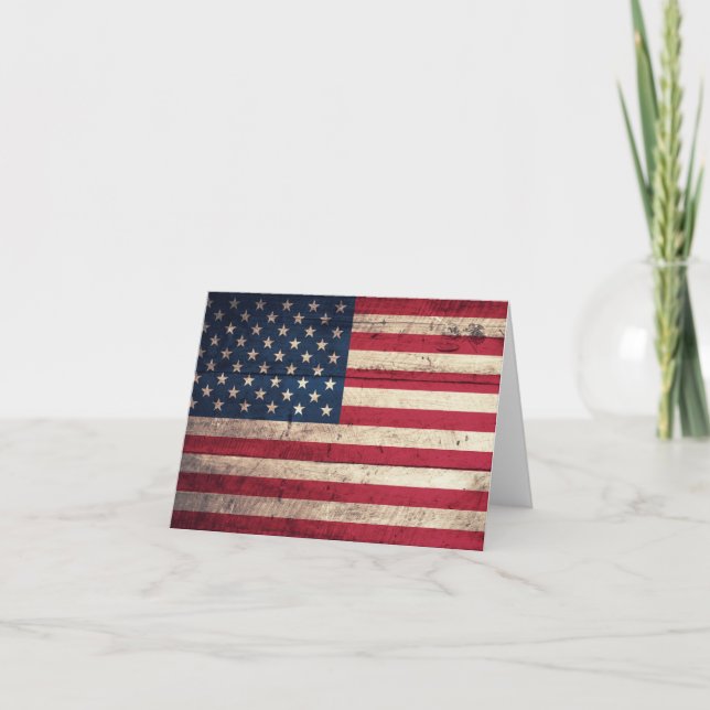 Alte hölzerne amerikanische Flagge Karte (Vorderseite)
