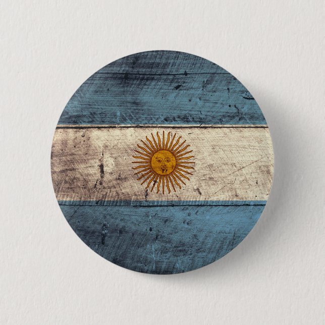 Alte hölzerne Argentinien-Flagge Button (Vorderseite)