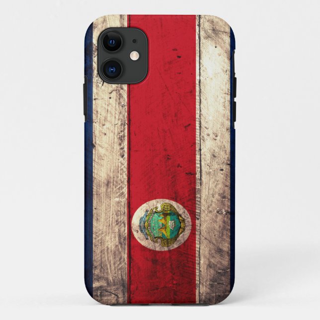 Alte hölzerne Costa Rican Flagge Case-Mate iPhone Hülle (Rückseite)