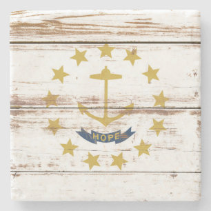 Alte hölzerne Flagge des Bundesstaates Rhode Islan Steinuntersetzer