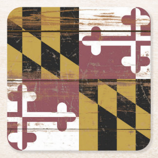 Alte hölzerne Flagge des US-Bundesstaates Maryland Rechteckiger Pappuntersetzer