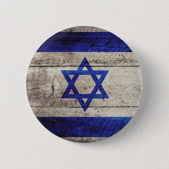 Alte hölzerne Israel-Flagge Button (Vorderseite)