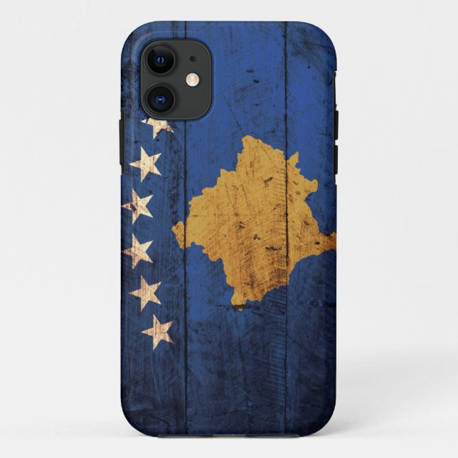 Alte hölzerne Kosovo-Flagge Case-Mate iPhone Hülle (Rückseite)