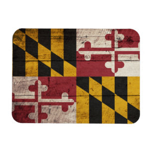 Alte hölzerne Maryland-Flagge Magnet