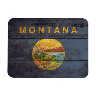Alte hölzerne Montana-Flagge Magnet