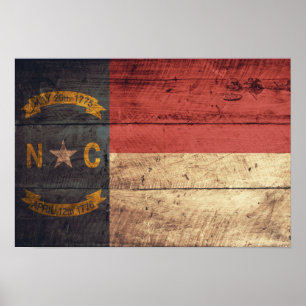 Alte hölzerne North Carolina-Flagge; Poster