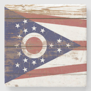 Alte hölzerne Ohio State-Flagge Steinuntersetzer