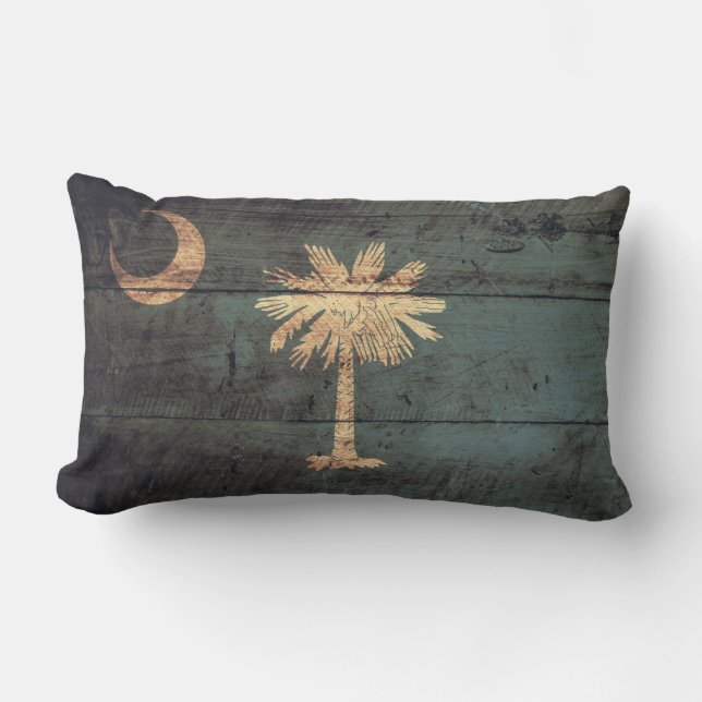 Alte hölzerne South- Carolinaflagge; Lendenkissen (Vorderseite)