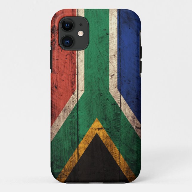 Alte hölzerne Südafrika-Flagge Case-Mate iPhone Hülle (Rückseite)