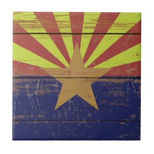 Alte Holzflagge des Bundesstaates Arizona Fliese