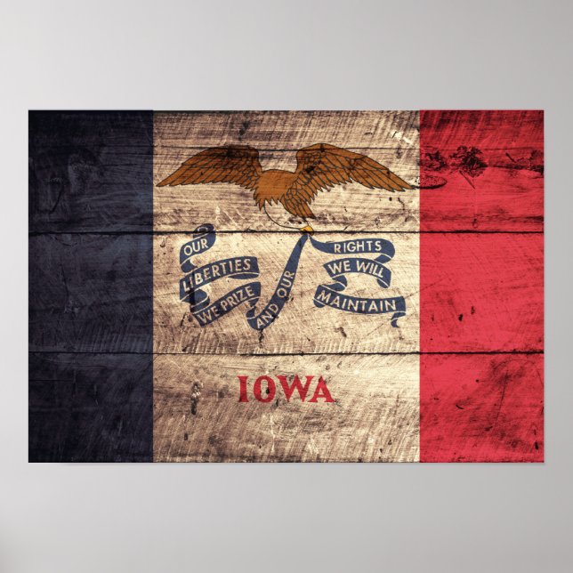 alte Holzflagge Iowa; Poster (Vorne)