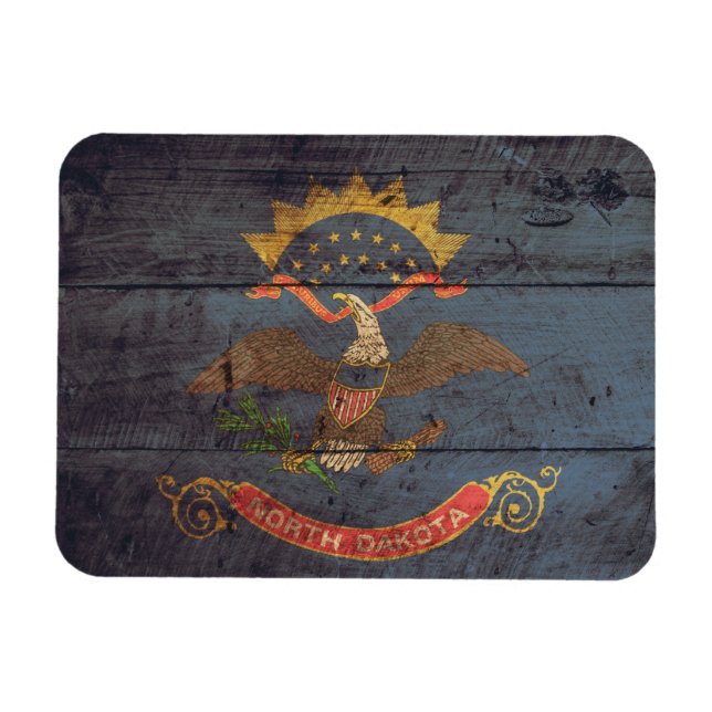alte Holzflagge Nord-Dakota; Magnet (Horizontal)