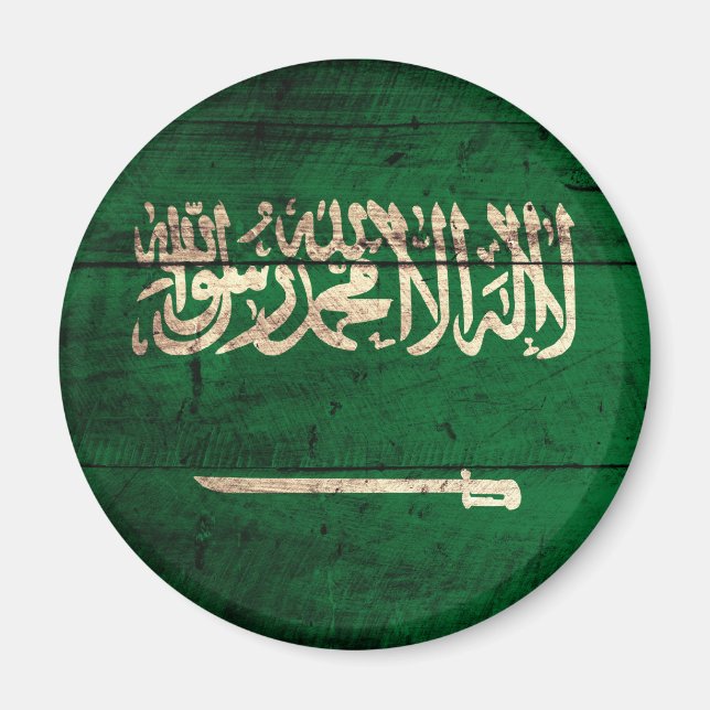Alte Holzflagge Saudi-Arabien Magnet (Vorne)