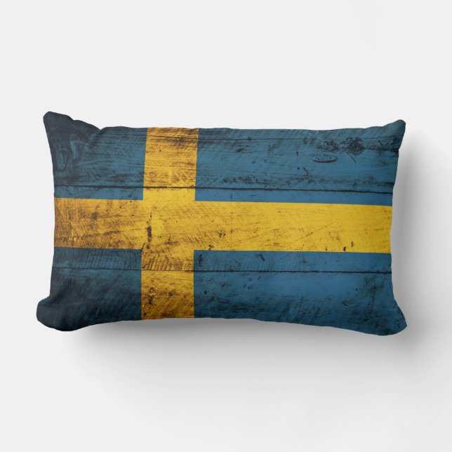Alte Holzflagge Schweden Lendenkissen (Vorderseite)
