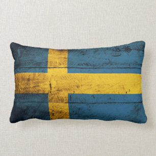 Alte Holzflagge Schweden Lendenkissen