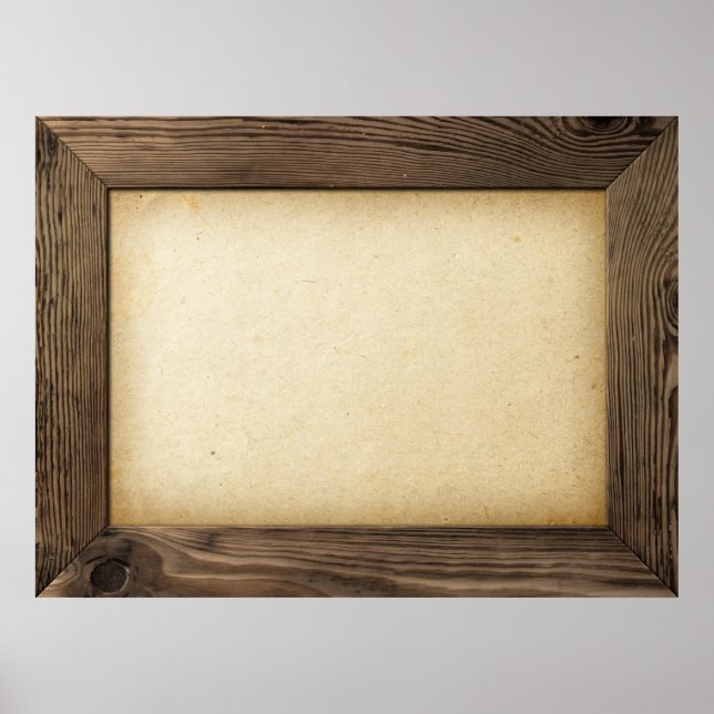 Alte Holzrahmen mit gelbtem Papier im Inneren Poster (Vorne)
