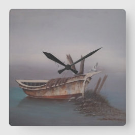 Alte Holzschlucht Quadratische Wanduhr