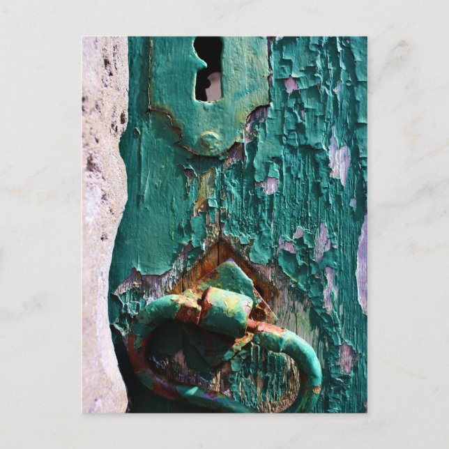Alte Holztüre blockieren Azoren Portugal Postkarte (Vorderseite)