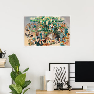 Alte Illustration Pucks Weihnachtsbaum, 1902 Poster