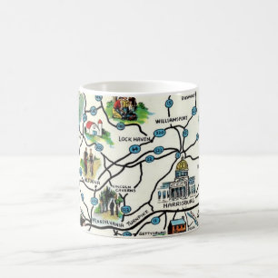 Alte illustrierte Pennsylvania-Karten-Tasse Kaffeetasse