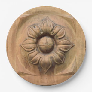 Alte italienische Terracotta-Blumenplatte, Rosette Pappteller