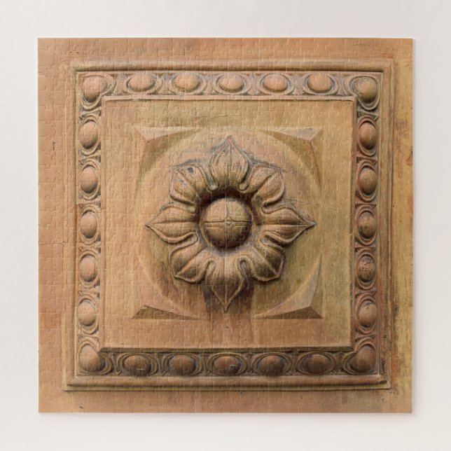Alte italienische Terracotta-Blumenplatte, Rosette Puzzle (Vertikal)