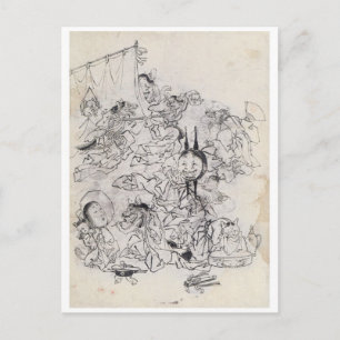 Alte Japanisch Zeichnend Postkarte