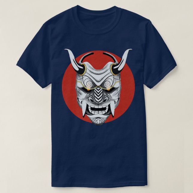 Alte japanische Kunst, Roter Mond Oni Maske Ogre S T-Shirt (Design vorne)